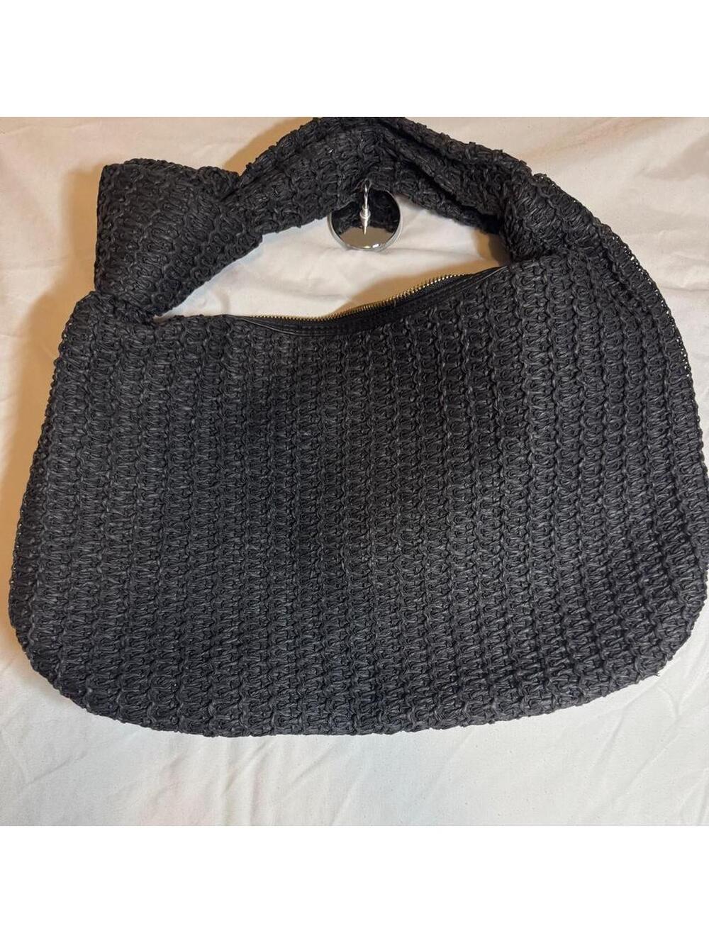 Urban Expressions Black Woven Knotted Hobo Bag like new